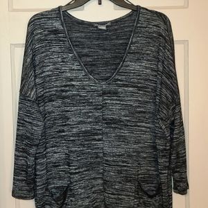 Womens Heathered Black and Gray Top